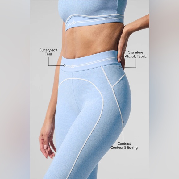 Pants - Alo yoga  leggings 

Color seashell blue heather/white 

Size small